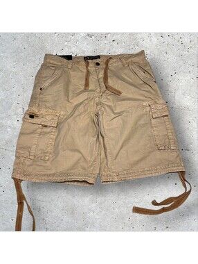 Wenven Cargo Shorts Mens Beige Relaxed Fit Khakis Relaxed Size 36